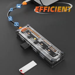 Transparante - 5 in 1 USB C HUB 3.0- Oranje - usb c naar usb a - Typ c naar USB - USB Splitter - 4*USB 3.0 - Docking Station -USB C Dock - USB C - Geschikt voor Laptop, Macbook, Windows
