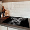 KitchenYeah® Inductie beschermer - Afdekplaat kookplaat - 75x52 cm - Schotse hooglander - Zwart - Wit