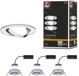 Paulmann Nova Plus - LED-inbouwlamp - zwenkbaar 3x6W 3x470lm 2700K Chroom (set van 3)