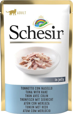 Schesir Cat Maaltijdzakjes Adult In Gelei 85 g - Kattenvoer - Tonijn&Kabeljauw