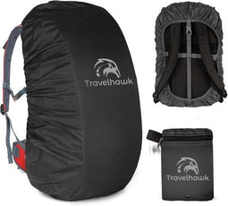 Travelhawk Regenhoes Rugzak - Waterdicht - Reflecterend - 46-55L - Zwart