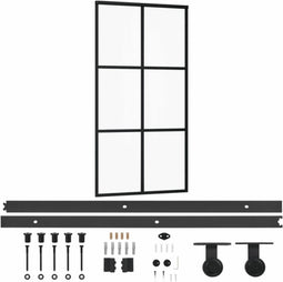 vidaXL - Schuifdeur - met - beslag - 102x205 - cm - aluminium - en - ESG-glas