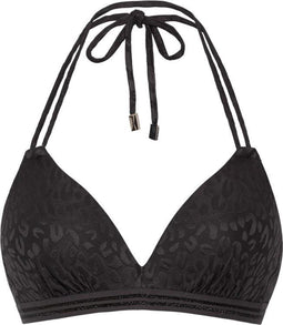 Beachlife Textured Leo - Halter bikinitop met beugel - Comfortabele fit - Grijs/Antraciet/Dierenprint