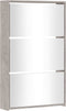 vidaXL - Schoenenkast - met - spiegel - 3-laags - 63x17x102,5 - cm - betongrijs