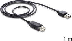 Delock EASY-USB 2.0-A - USB 2.0-A verlengkabel - 1m - Zwart