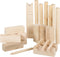 Philos Beukenhouten Kubb spel - 10 Kubbs - 6 Ronde stokken - Multikleur