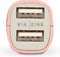 Ksix - 2 USB-autolader met USB-Micro en USB Kabel - metaal Rose Goud