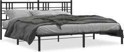 vidaXL - Bedframe - met - hoofdbord - metaal - zwart - 193x203 - cm