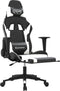 vidaXL - Gamestoel - met - voetensteun - kunstleer - zwart - en - wit