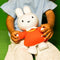 Mama Konijn - Knuffel 28 cm - Wit Oranje