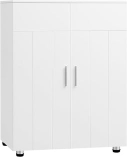 Eugad Badkamerkast Staand - Opbergkast met 3 vakken en verstelbare planken - Wit - 60 x 30 x 82 cm