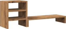 vidaXL - Monitorstandaard - met - bureau-organizer - hout - artisanaal - eiken
