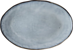 Dutch Rose Organic Ovale schaal - Serveerschaal - Stoneware Handgemaakt - 34xØ 23cm - Blauw