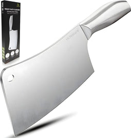 HI NATURE™ Hakmes RVS - Chopping Hakmes - Vlijmscherp Breed Lemmet 29cm - Zilver