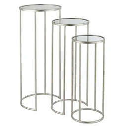 J-Line bijzettafel Leo Spiegel - ijzer - zilver - 3 stuks