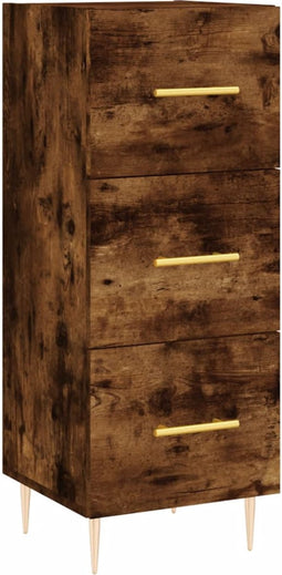 vidaXL - Dressoir - 34,5x34x90 - cm - bewerkt - hout - gerookt - eiken
