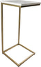 Bijzettafel Read - 32x32x65 cm - Wit/goud - Wit marmer/ijzer