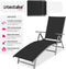 tectake® aluminium ligstoel - opklapbare tuinligstoel met 7-voudig verstelbare rugleuning - weerbestendig - donkergrijs