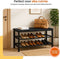 Goliving Schoenenrek - Schoenenbank - 3 Lagen - Industrieel - 80 x 30 x 45 cm - Zwart Hout