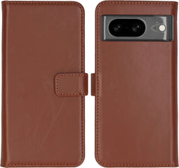 Selencia Hoesje Geschikt voor Google Pixel 8 Hoesje Met Pasjeshouder - Selencia Echt Lederen Bookcase - Lichtbruin