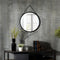 HOMdotCOM ronde spiegel met decoratieve ophanging 50 cm x 50 cm x 2,2 cm zilver+zwart