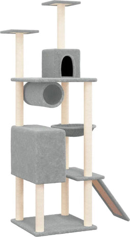vidaXL - Kattenmeubel - met - sisal - krabpalen - 168 - cm - lichtgrijs