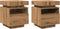 vidaXL - Nachtkastjes - met - LED - 2 - st - 40x39x48,5 - cm - artisanaal - eikenkleur