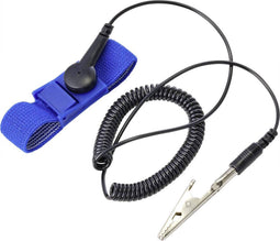 TRU COMPONENTS ESD-armband Blauw, Zwart Incl. aardingskabel Drukknop 9.52 mm (3/8)