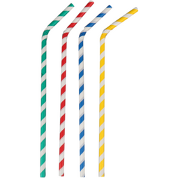 Depa - buig drinkrietje papier gestreept assorti ø6mm x 220mm 100 stuks