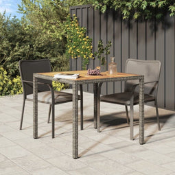 Tuintafel 90x90x75 cm poly rattan en acaciahout grijs