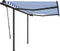 vidaXL - Luifel - handmatig - uittrekbaar - met - palen - 3,5x2,5 - m - blauw - en - wit