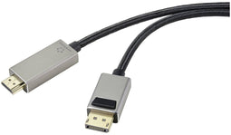 Renkforce RF-4995156 - DisplayPort naar HDMI Kabel - 8K @ 60 Hz - Zwart (2.00 m)