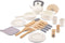 New Classic Toys® Houten Servies- en Pannenset - 20-delige Speelset met Pan Koekenpan Theeketel en Bestek - Gebroken Wit