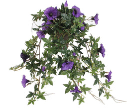 Mica Decorations Petunia - Kunst Hangplant in Bloempot - L25 x B45 x H50 cm - Donkerpaars
