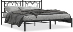 vidaXL - Bedframe - met - hoofdbord - metaal - zwart - 180x200 - cm