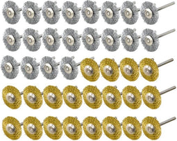 40 Stuks Mini Staalborstel Wiel Cup Messing Staalborstel Set (3Mm) schacht Voor Power Dremel Rotary Tool Polijsten Buff
