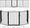Metalen kachelscherm - 5-delig - 300 cm incl. poort - Zwart
