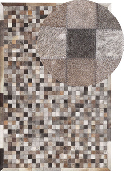 ARMUTLU - Patchwork vloerkleed - Grijs - 160 x 230 cm - Koeienhuid