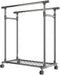 Juskys Kledingrek - Metalen op wielen - 2 kledingroedes en plank - Grijs/Zilver