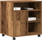 vidaXL - Printerstandaard - met - Wielen - Oud - Hout - 60x50x67 - cm