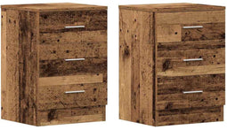 vidaXL - Nachtkastjes - 2 - st - 38x35x55 - cm - bewerkt - hout - oud - houtkleurig