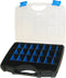 TAYG Sorteerdoos - 388 x 290 x 61 mm - 21 uitneembare bakjes - Transparant Blauw