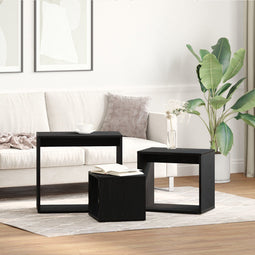 vidaXL - Nesting - Tafels - 3 - stuks - Zwart - Eiken - Hout