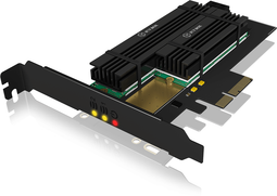 Icy Box PCIe 4.0 - PCIe extensiekaart voor 2x M.2 SSDs met heatsinks - Antraciet