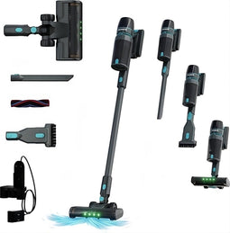 Achaté Steelstofzuiger PRO - Draadloos - 4 Opzetstukken - Stofzuiger Zonder Zak - Grijs