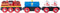 Woody Woody - Locomotief met 2 goederenwagens - Duurzaam en stevig - Multikleur (2 stuks)