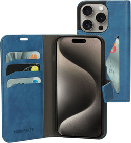 Mobiparts iPhone 15 Pro - Classic Wallet Case - Ruimte voor pasjes - Steel Blue