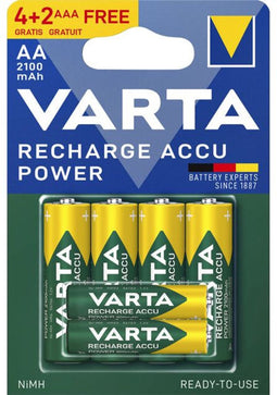 Batterij oplaadbaar varta 4xaa 2100mah ready2use | 10 stuks