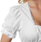 dressforfun - Dirndlblouse Antonia XXL - Korte mouwen met elastiek - Wit