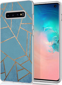 iMoshion Hoesje Geschikt voor Samsung Galaxy S10 Hoesje Siliconen - iMoshion Design hoesje - Blauw / Meerkleurig / Goud / Blue Graphic
